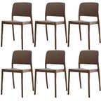 Scandinavian plastic and acrylic dining chair with low backrest and armless design