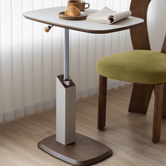 Versatile Movable End Table in Classic Beige Saddle Leather for Cozy Spaces