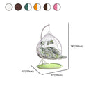 Metal porch swing with cushions, chain, and stand, designed to be heat resistant for outdoor use