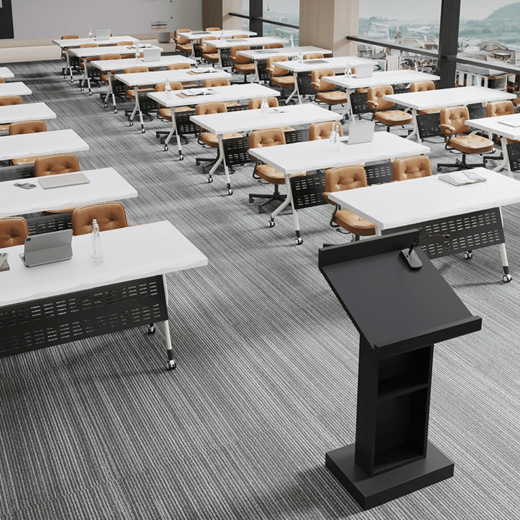 Foldable meeting table that is durable, lightweight, and easy to store