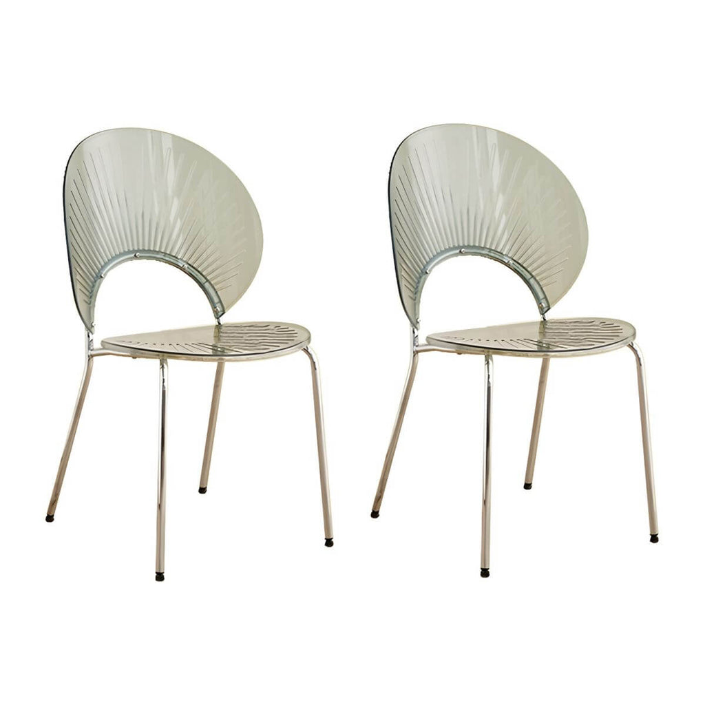 Scandinavian style stackable armless side chair made of plastic and acrylic for dining