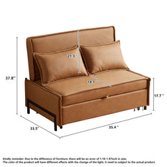35.4" Brown  Modern Double Loveseat Sleeper Durable and Easy to Clean Sofa Bed