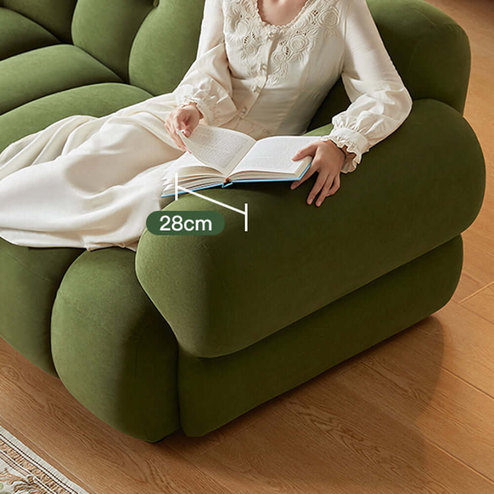 Smart electric reclining sofa with extendable green microfiber velvet upholstery