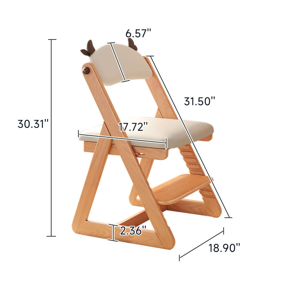 Adjustable height writing chair with backrest for comfortable learning and study