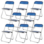Contemporary acrylic folding armless chair with open back, ideal for dining rooms