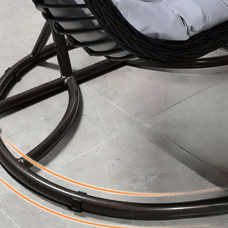 Metal upholstered porch swing egg chair with stand and chain, seating for two in cocoa and cream colors