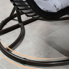 Metal Upholstered Porch Swing with Stand & Chain for 2-person Seating, Stand Included, Cocoa/Cream Porch Swings