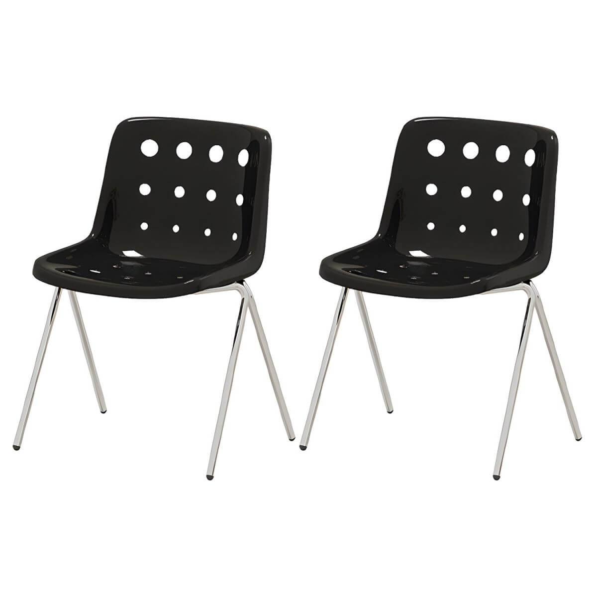 Stackable Scandinavian plastic and acrylic side chair with low back for dining