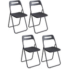 Modern collapsible open back side chair made of plastic and acrylic, ideal for kitchen and dining areas