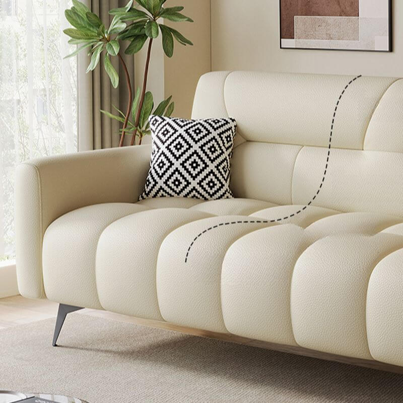 Synthetic Leather Arm-Included Light Brown Standard Sofa, Light Brown, Sponge, 83"L x 28"W x 33"H