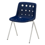 Stackable Scandinavian plastic and acrylic side chair with low back for dining