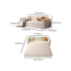 Modern White Polyester Blend Sleeper Sofa with Detachable Mattress, Casters, and Black Legs - Sponge 51"L x 37"W x 30"H Futons