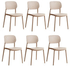 Stackable Scandinavian style plastic and acrylic side chair with low back for dining