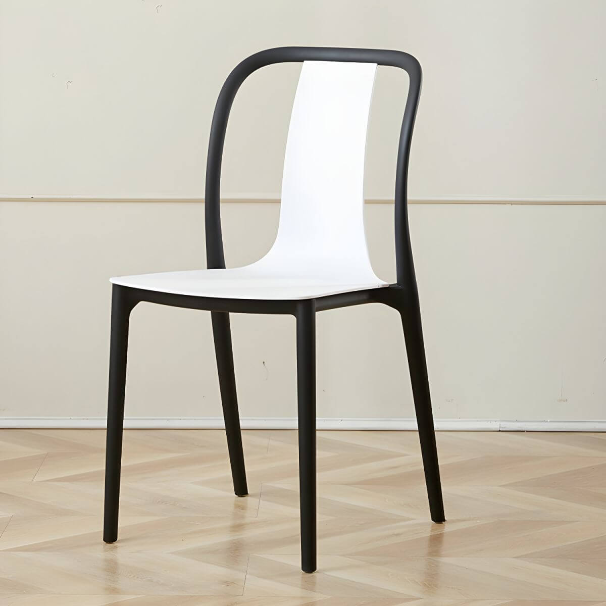 Low-back plastic and acrylic side chair with modern style for kitchen and dining areas