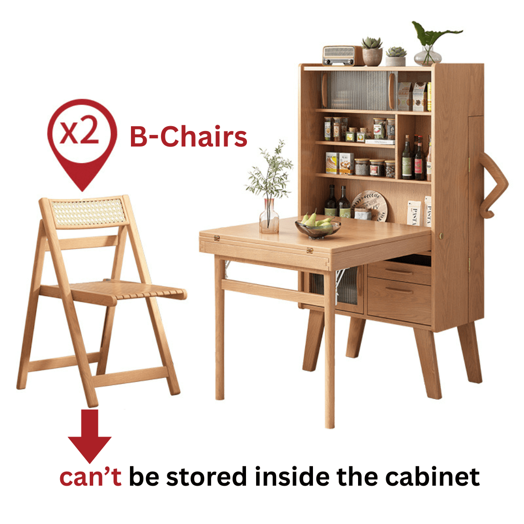 Modern minimalist wood dining room set with foldable features for space-saving