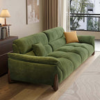 Modern green and white sofa with soft tech fabric, perfect for a cozy living room