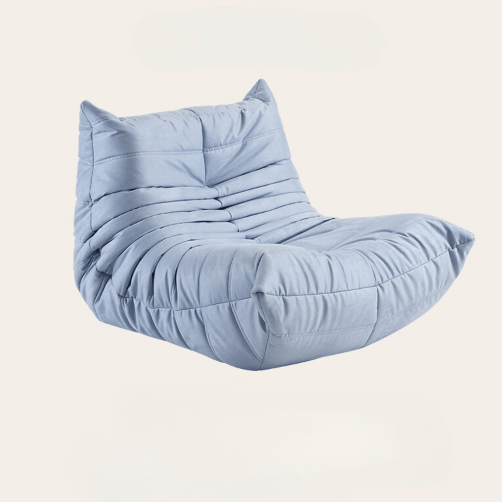 Kids' suede furry caterpillar lounge chair and single Togo sofa available in multiple colors