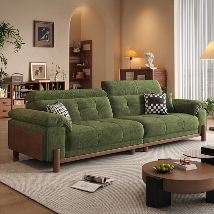 Cocochairs Green Chenille Big Comfy Couch – Luxurious Adjustable Headrest & Water-Resistant Fabric