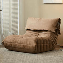 Comfortable Single Sleeper Caterpillar Sofa Chair in Burnt Brown Suede