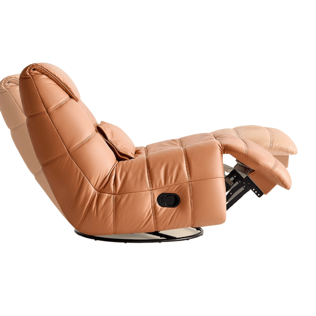 Orange adjustable angle Leath-Aire lounge chair with caterpillar design, single sofa style