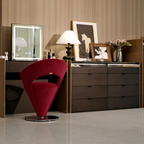 Pink and khaki Luxe Cone vanity stool with swivel feature for stylish seating