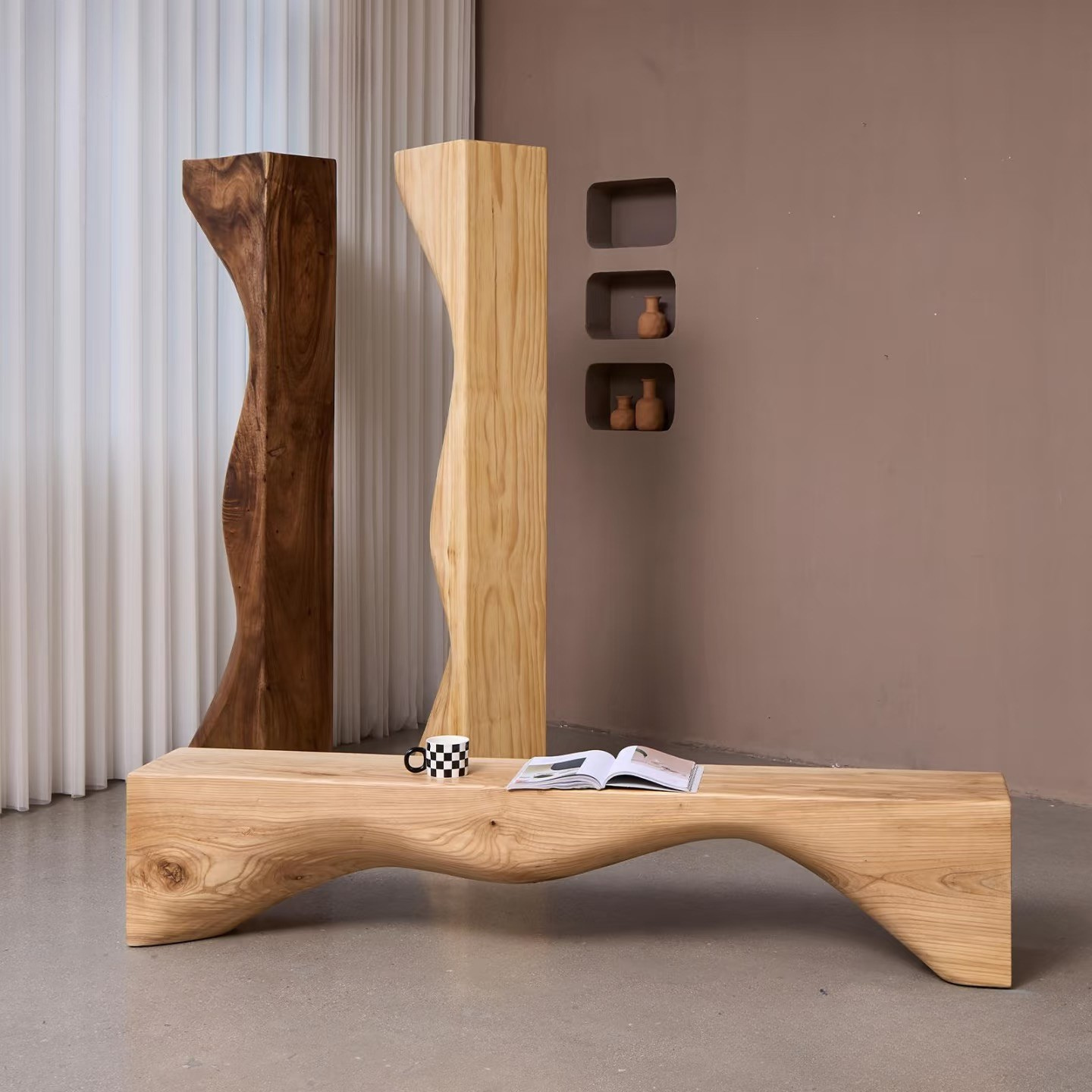 Flash Sale - Simple Solid Wood Bench Accent in Wood Color with Solid Pattern Secondary image