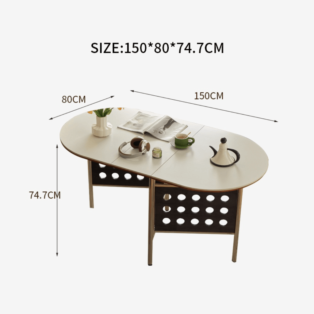 Retro-style dining table with smooth edges, perfect for family meals and work