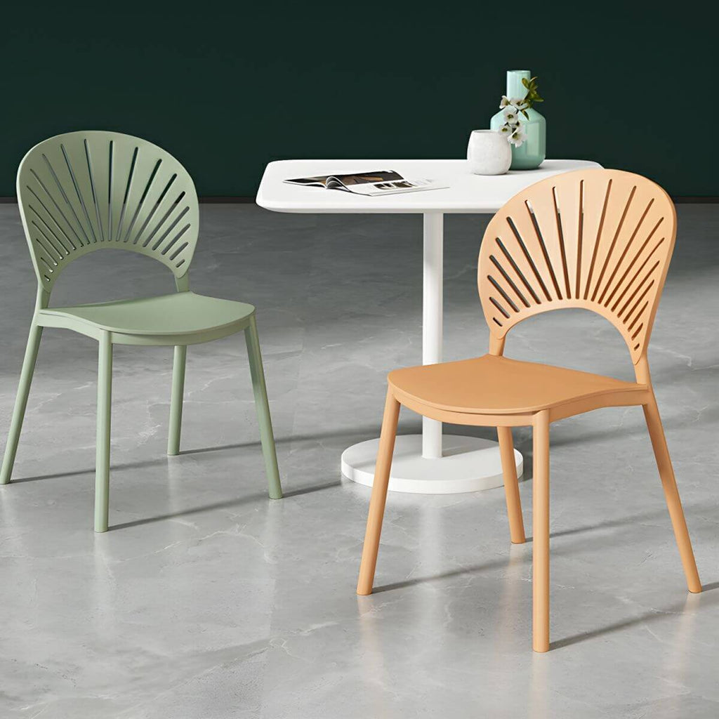 Scandinavian style plastic and acrylic side chair with low back for kitchen and dining