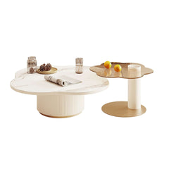 Modern White Slate Tea Table Table Side Combination for Living Room