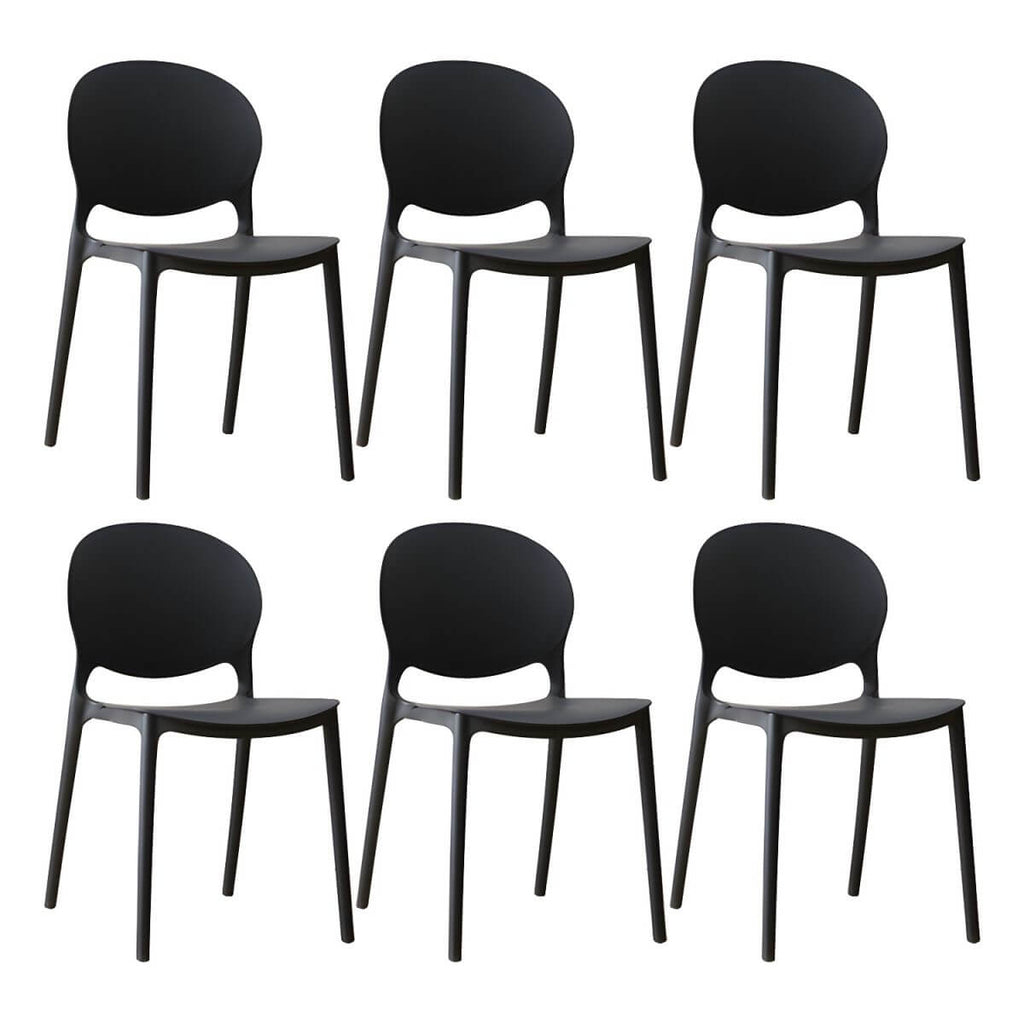 Scandinavian plastic dining chair with open back and four legs, ideal for home use