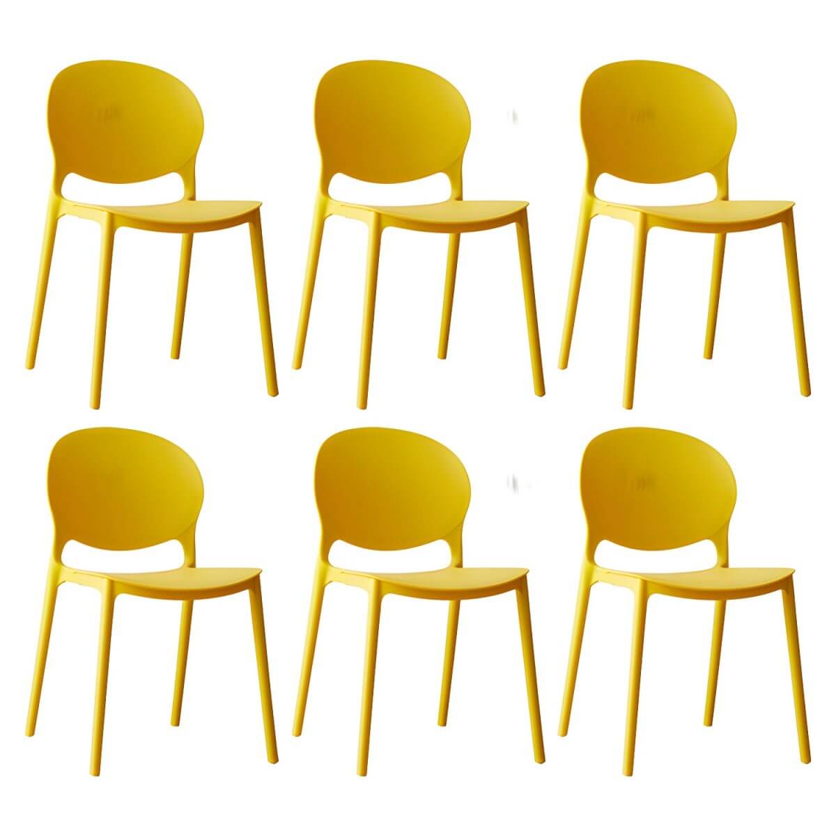 Scandinavian plastic dining chair with open back and four legs, ideal for home use