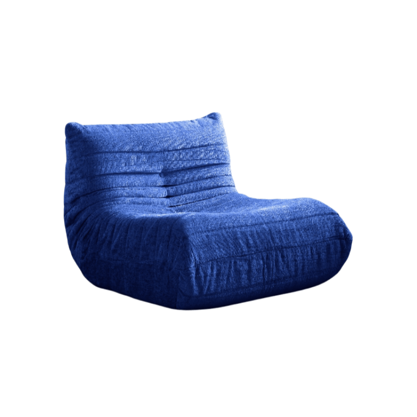 Comfortable lazy compressed foam floor couch shaped like a caterpillar, perfect as a Togo sofa chair