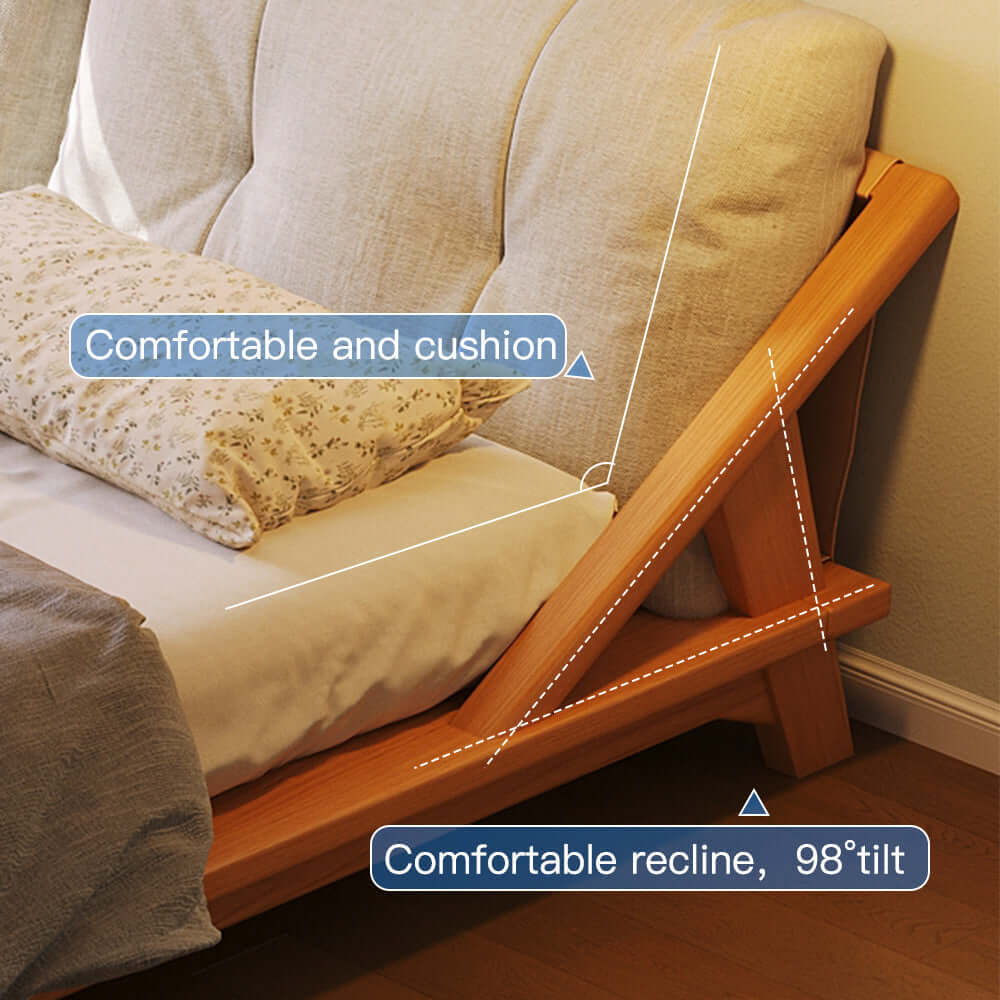 Double bed made of solid wood with tatami design for a natural and sturdy sleeping experience