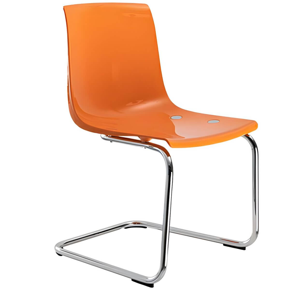 Scandinavian style plastic and acrylic dining side chair with silver legs, non-upholstered design