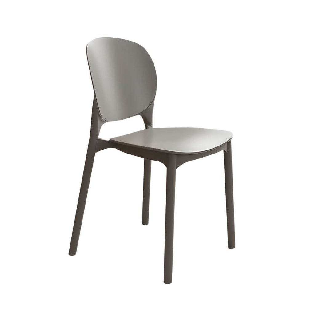 Stackable Scandinavian side chair with open back made of plastic and acrylic for dining