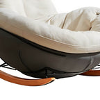 Button-tufted upholstered wooden rocking accent chair with black legs