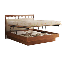 Vintage Storage Bed Solid Wood Floating Bed with Large Storage