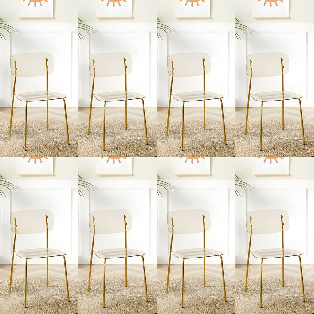 Transparent acrylic dining chair with modern design, perfect for living room and kitchen seating