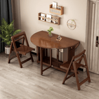 Solid wood folding dining set with smooth surface, easy mobility, and stable design