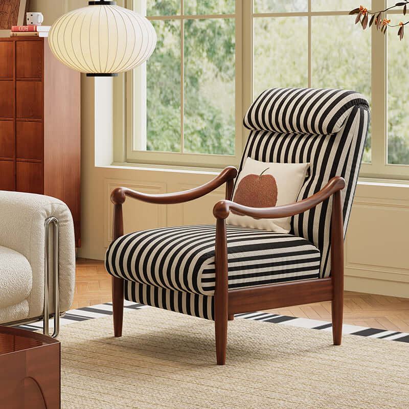 Adjustable vintage accent chair with solid wood frame for stylish and comfortable seating
