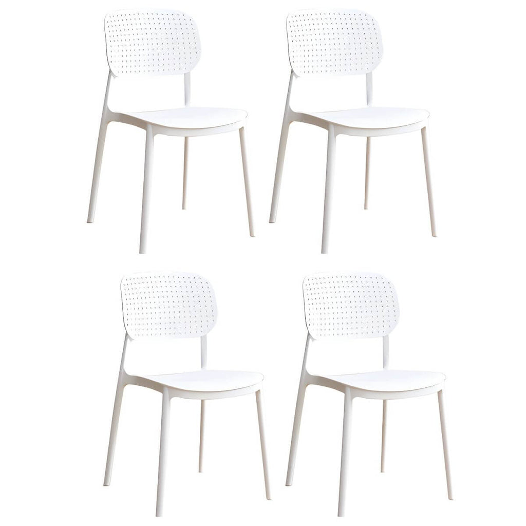 Stackable Scandinavian style plastic and acrylic side chair with low back for dining