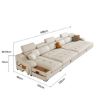 Space-saving sofa bed with a cute pony stool, perfect transformable furniture for small spaces