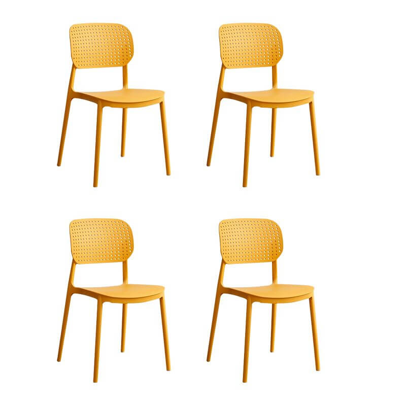 Stackable Scandinavian style plastic and acrylic side chair with low back for dining