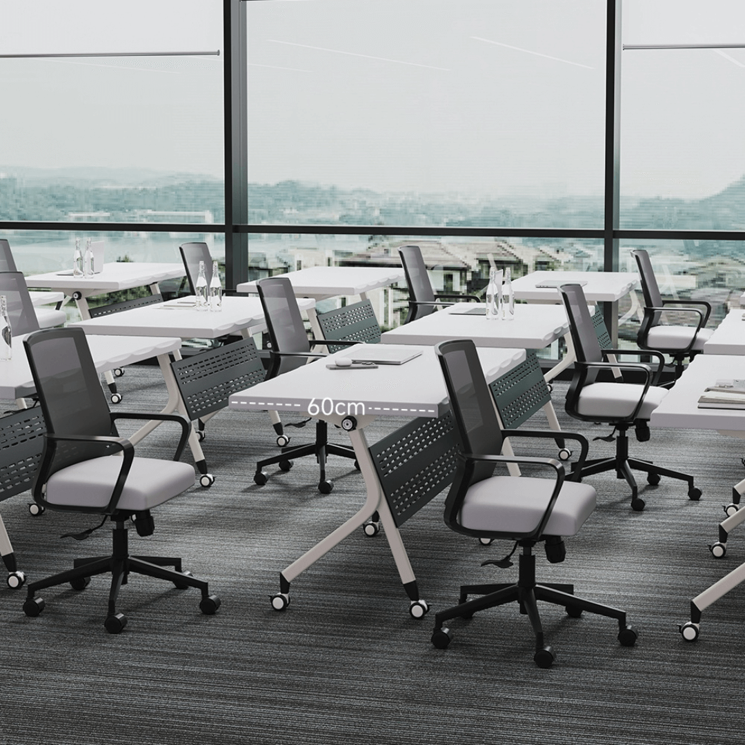 Foldable meeting table that is durable, lightweight, and easy to store