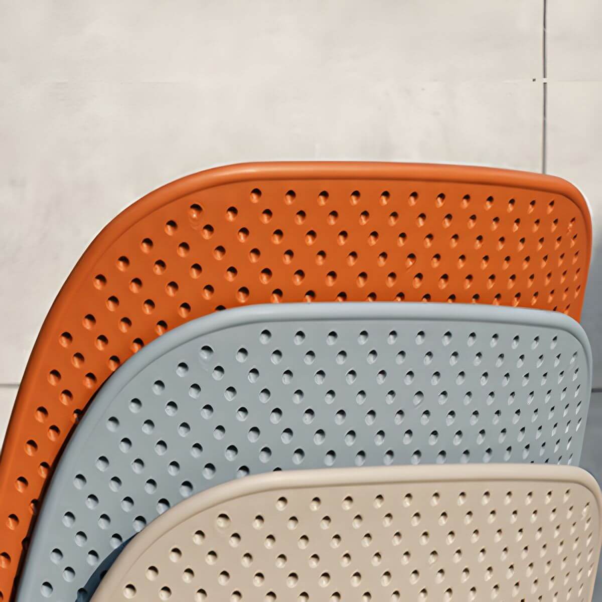 Scandinavian stackable kitchen chair with plastic and acrylic seat and metal legs