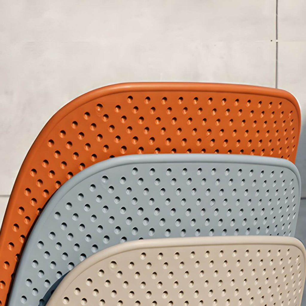 Scandinavian stackable kitchen chair with plastic and acrylic seat and metal legs