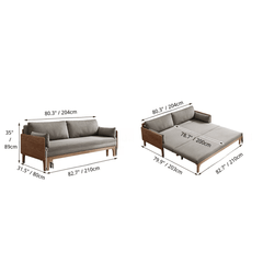 Stylish Gray Corduroy Sofa Bed with Durable Ash Wood Frame – Versatile Foldable Design for Small Spaces