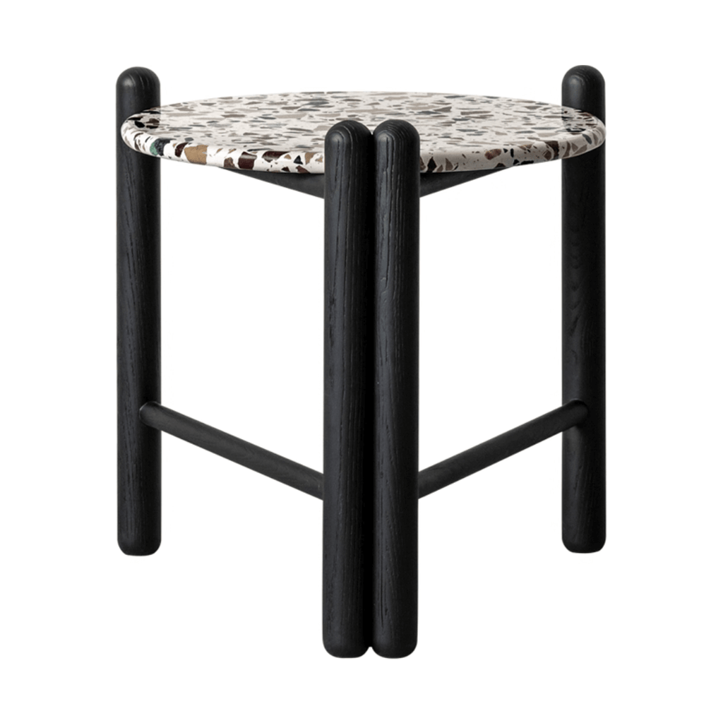 Contemporary terrazzo side table with unique patterns and easy maintenance