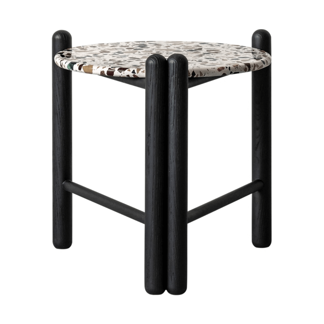 Contemporary terrazzo side table with unique patterns and easy maintenance