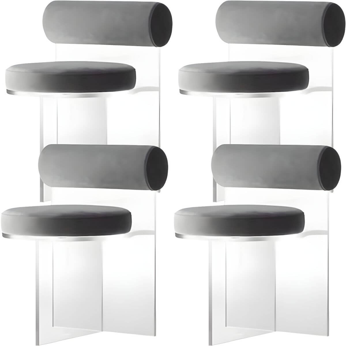 Acrylic contemporary dining chair with solid back, perfect for modern dining rooms